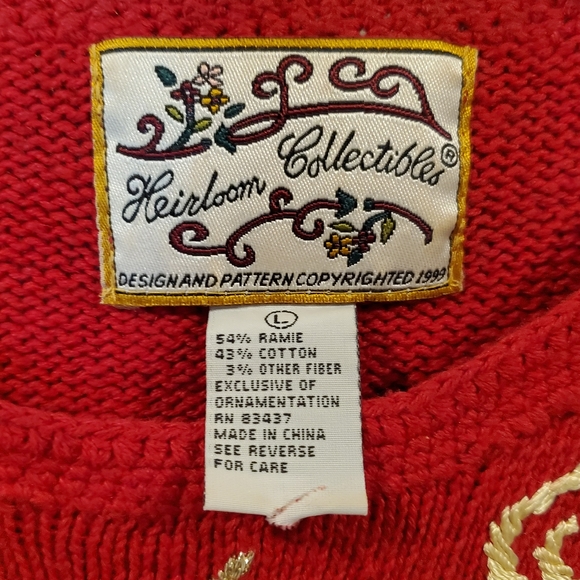 Vintage Christmas tree sweater large red green - Picture 5 of 8